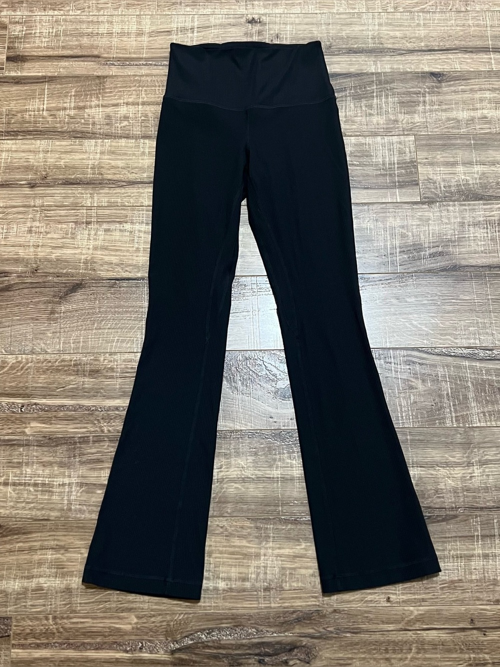 Lululemon Align High Rise Mini Flare Pant Ribbed Black Sz 4 Athleisure Yoga